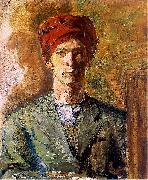 Self-portrait in red headwear Zygmunt Waliszewski